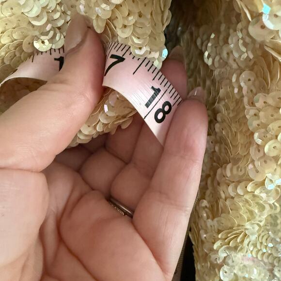 1950s Vintage  Creamy Butter Yellow Sequin Patterned Evening Jacket Blazer XS - Picture 7 of 9